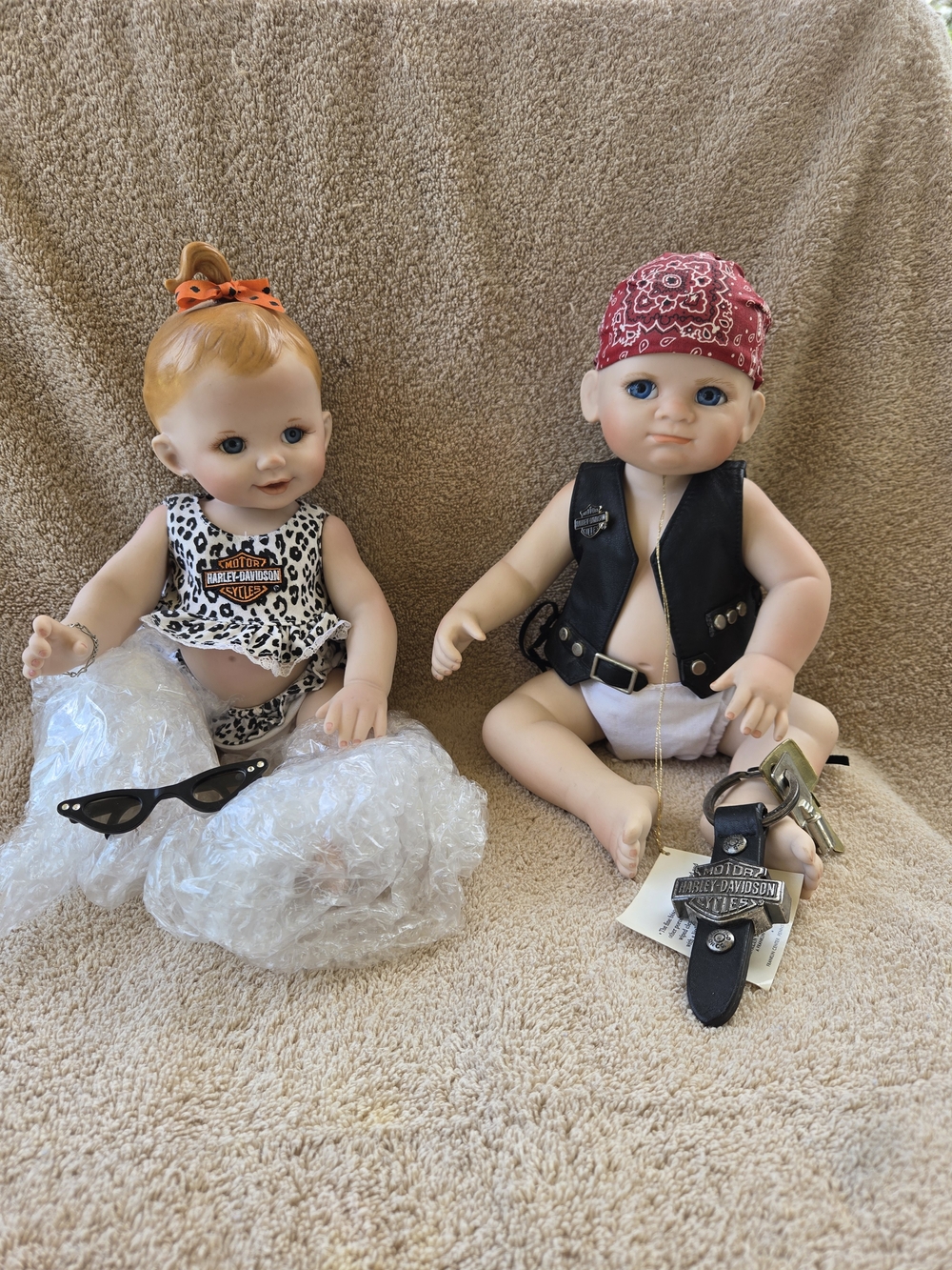 Harley-Davidson Kids' Doll Set with Black Vest and Pink Bandana